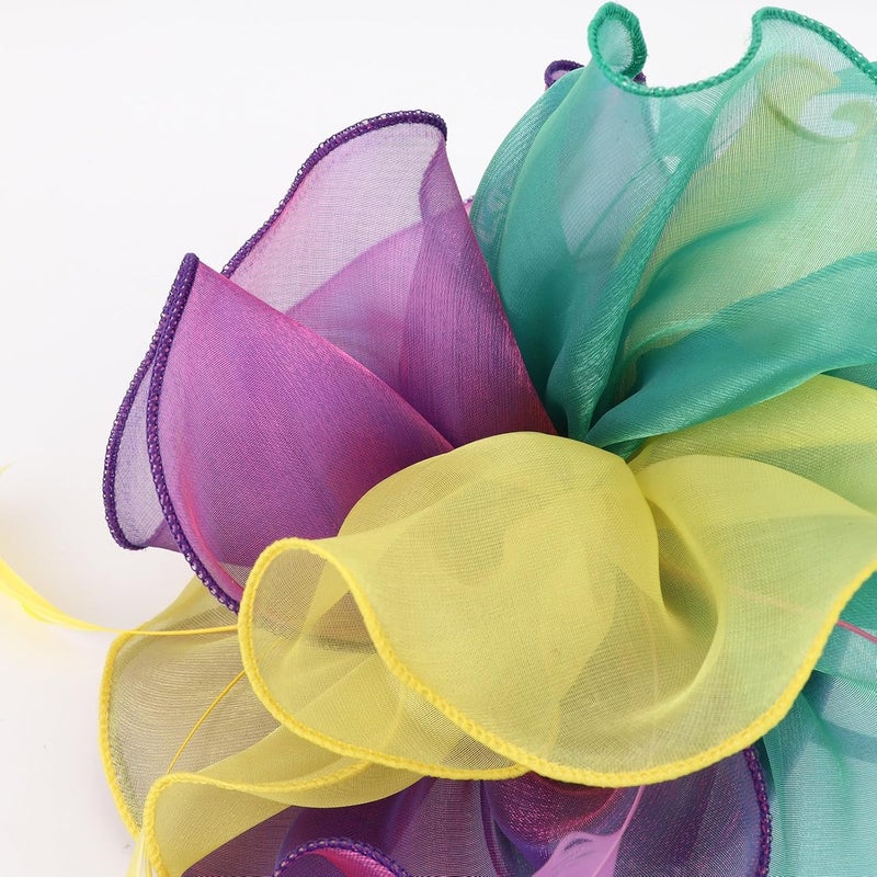 DRESHOW قبعة فاسيناتور لحفلة الشاي مع أشرطة وريش على رباط رأس ومشبك للنساء - Image 3